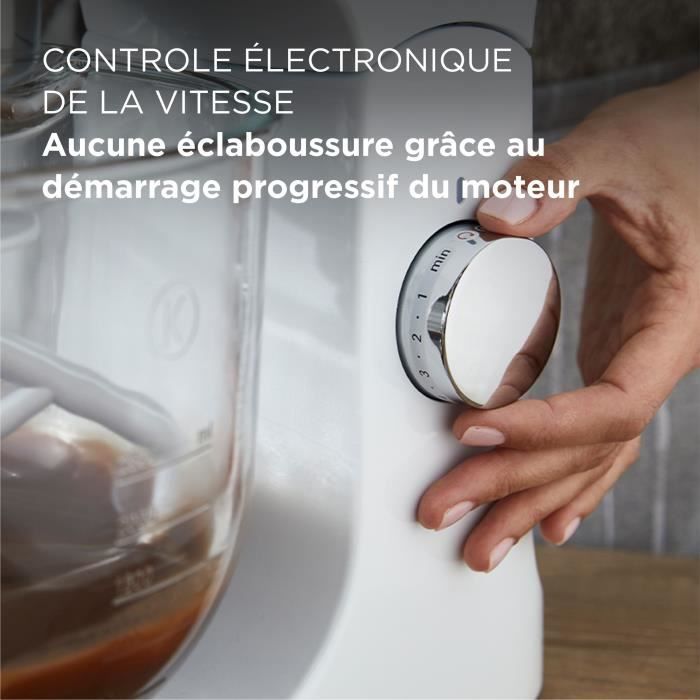 KENWOOD KMX754PB multifunctional pastry robot - Professional 1000 W motor - 2 outlets for accessories - 5 liter glass bowl with handle